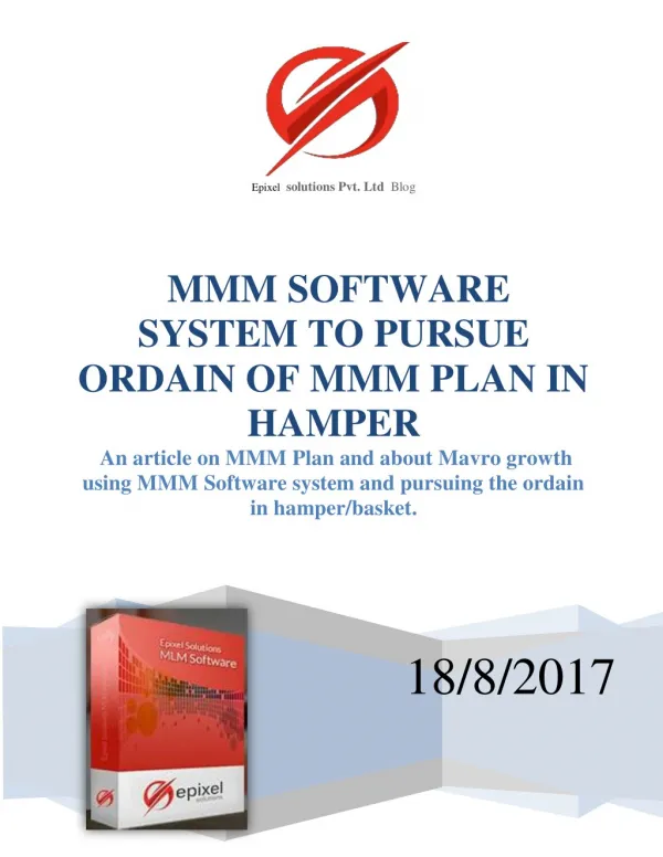 MMM Software system to pursue ordain of MMM Plan in hamper