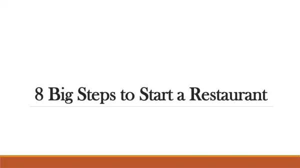 8 Big Steps to Start a Restaurant