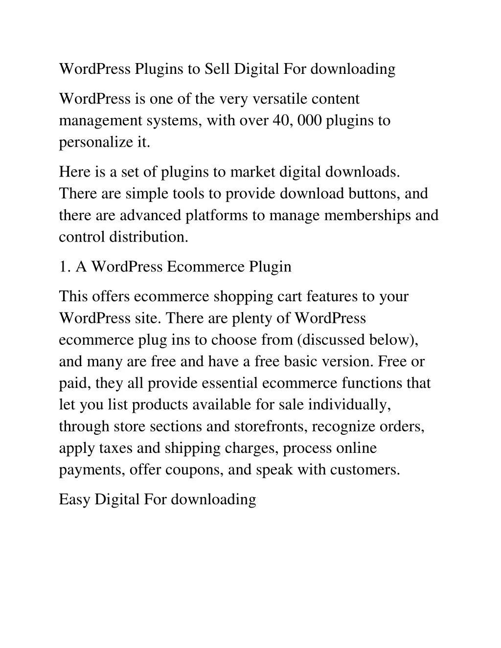 wordpress plugins to sell digital for downloading