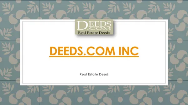 Deeds.com INC Presentation
