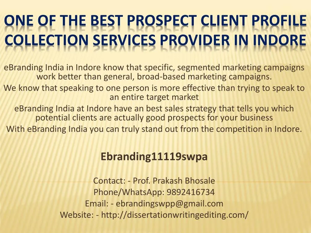 one of the best prospect client profile collection services provider in indore