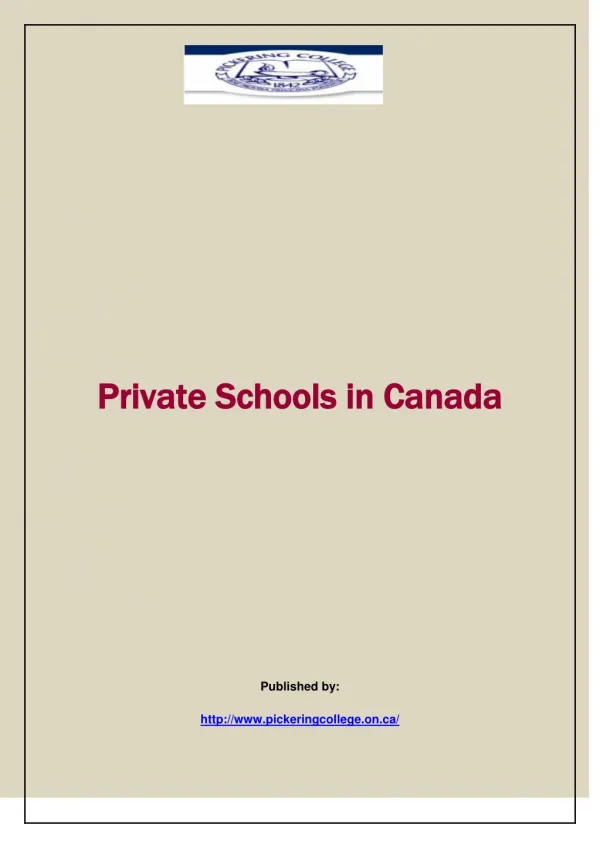 Private Schools in Canada
