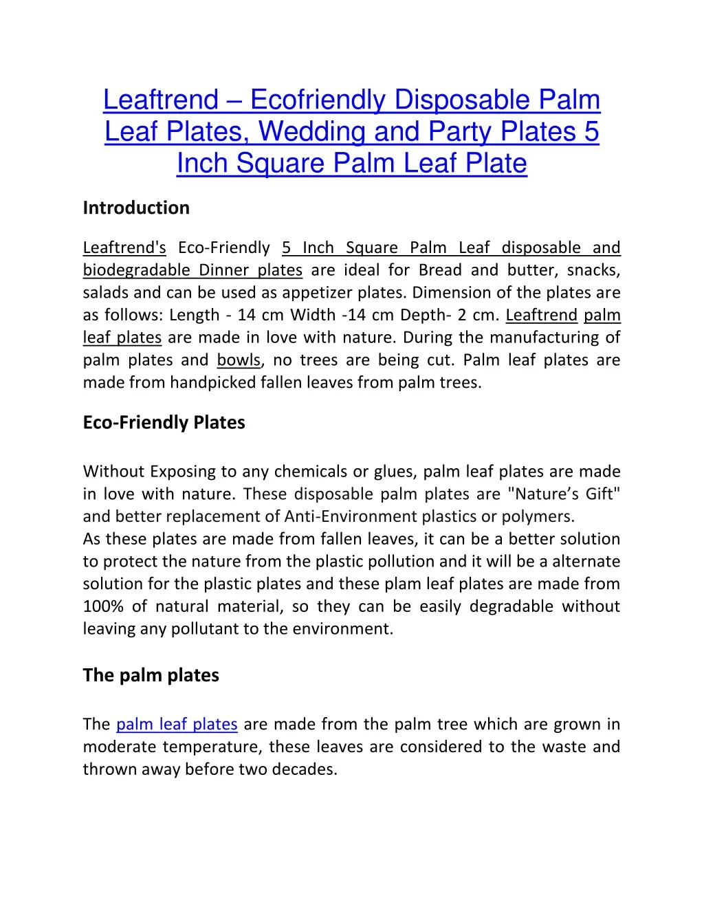 leaftrend ecofriendly disposable palm leaf plates