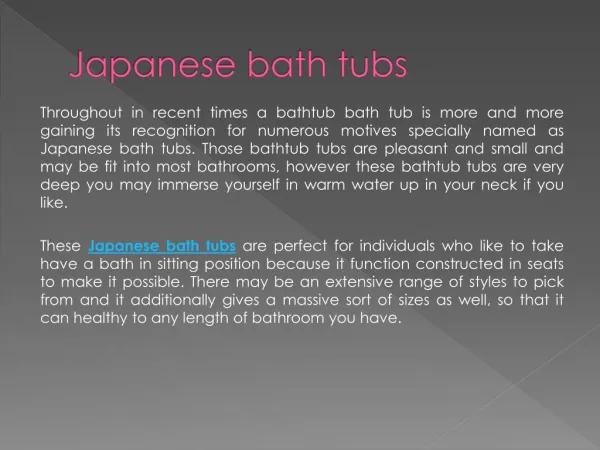 Japanese bath tubs