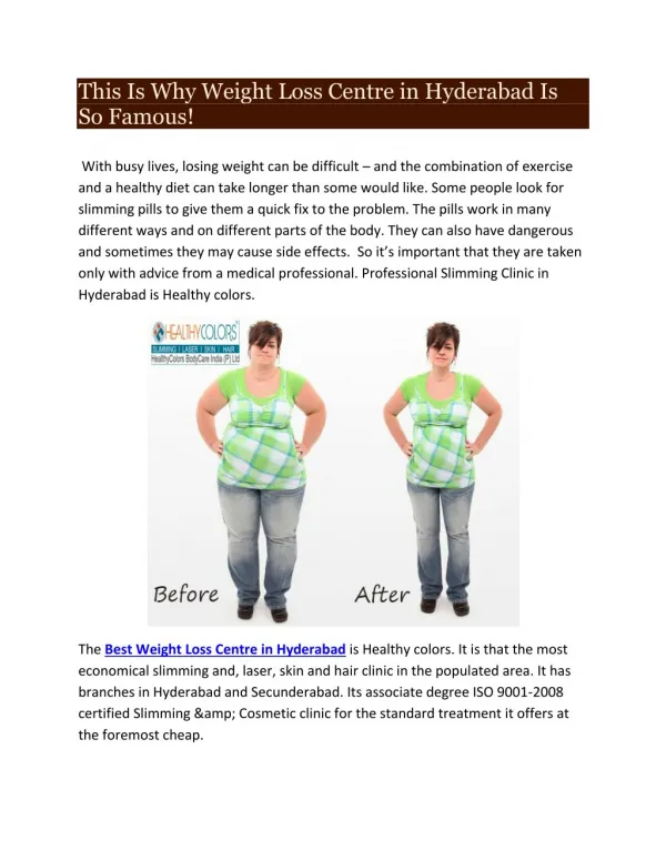Weight Loss Clinic In Hyderabad