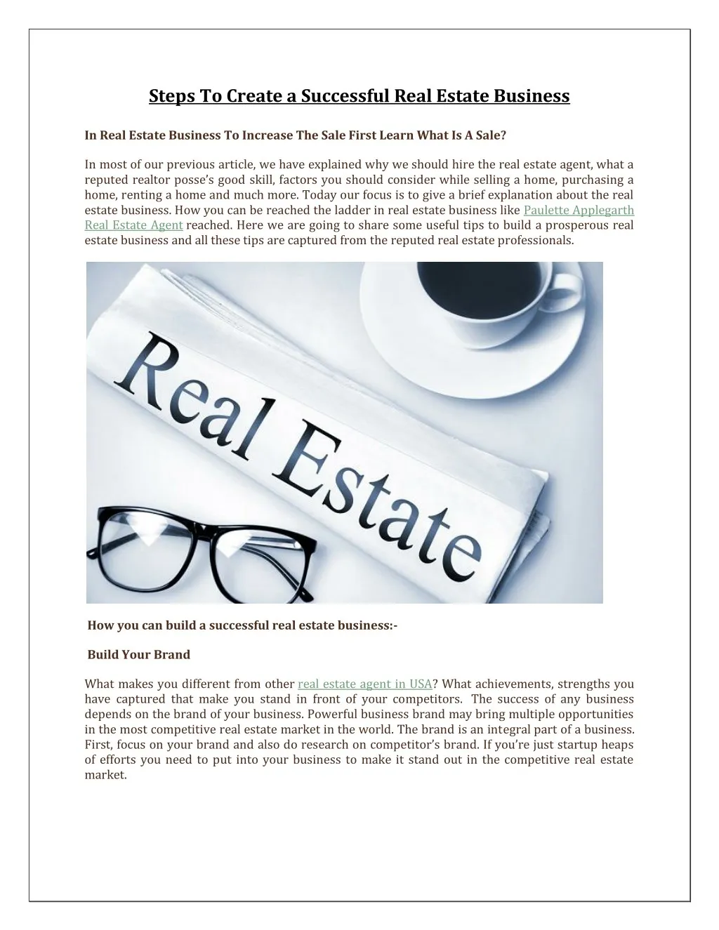 steps to create a successful real estate business