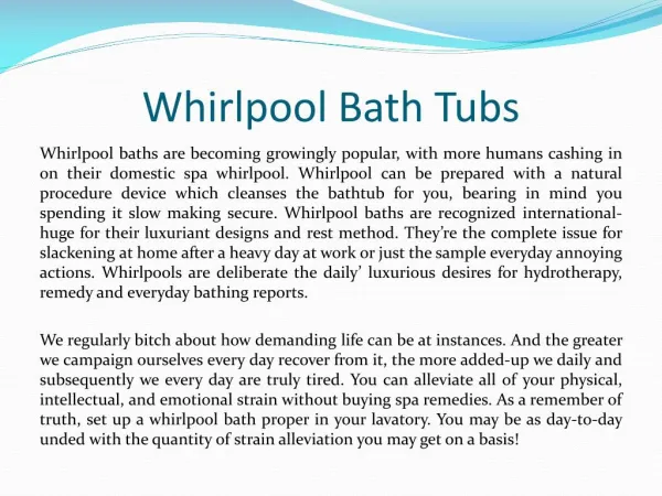 Whirlpool Bath Tubs