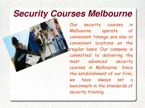 Security Courses Melbournee