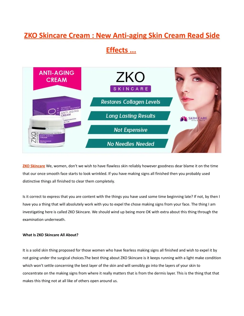 zko skincare cream new anti aging skin cream read