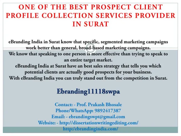 One of the Best Prospect Client Profile Collection Services Provider in Surat