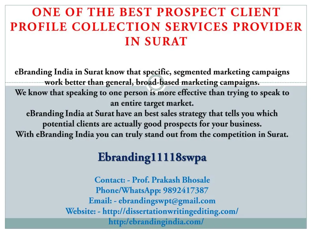 one of the best prospect client profile collection services provider in surat