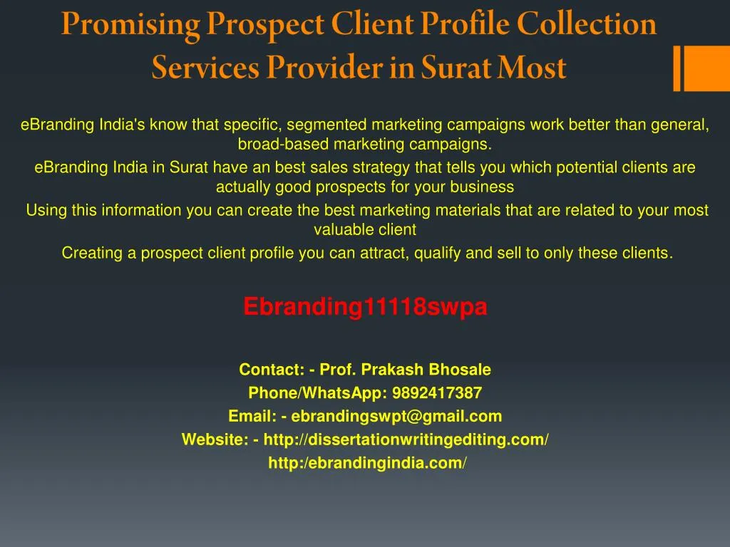 promising prospect client profile collection services provider in surat most