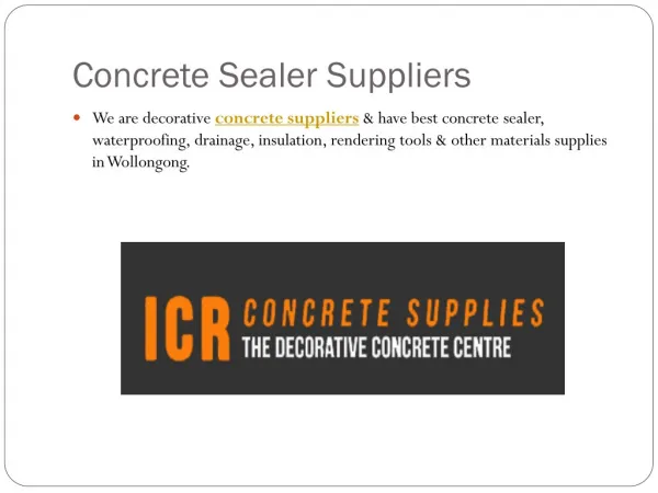 Concrete Sealer Suppliers