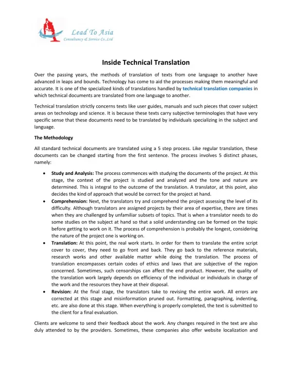 Inside Technical Translation and Interpretation Services.