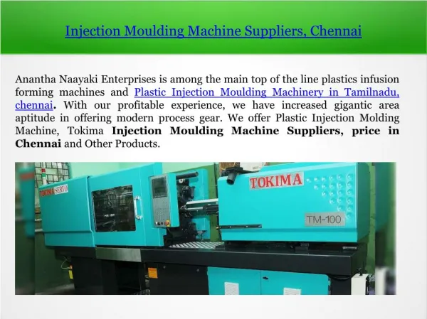 Injection Moulding Machine Suppliers in Chennai
