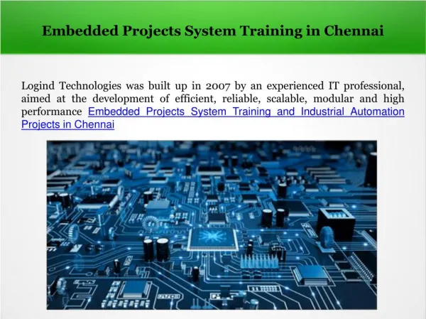 Embedded System Training in Chennai
