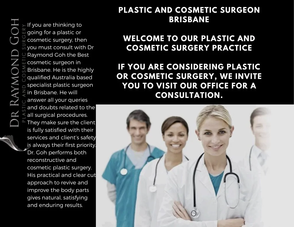 plastic and cosmetic surgeon brisbane welcome
