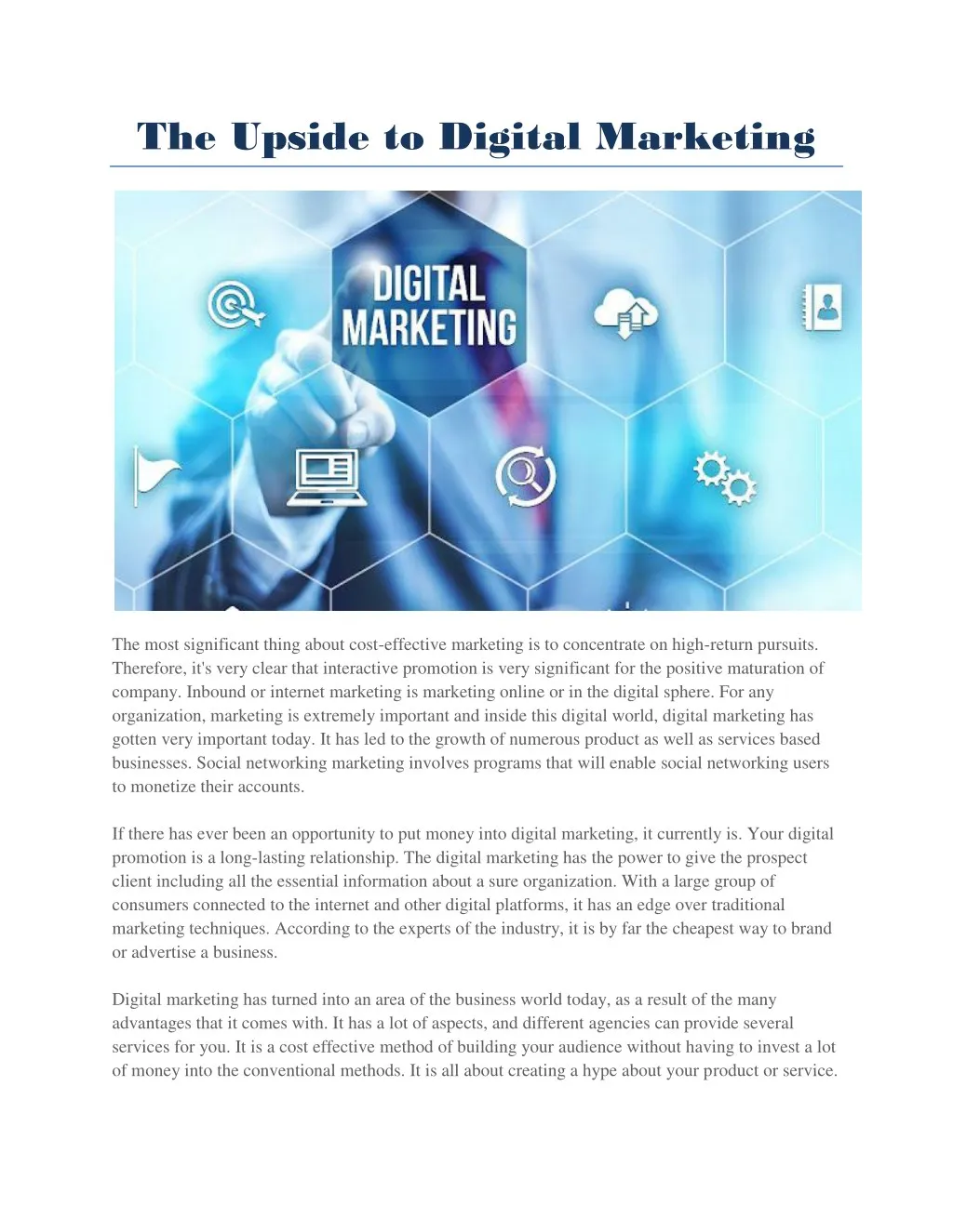 the upside to digital marketing