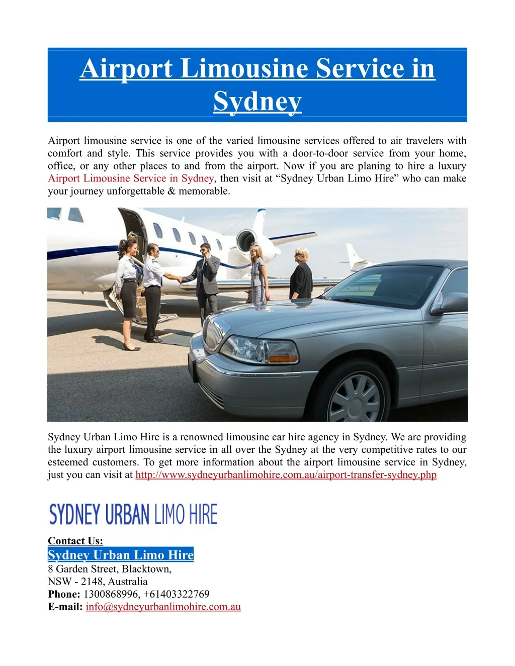 airport limousine service in sydney