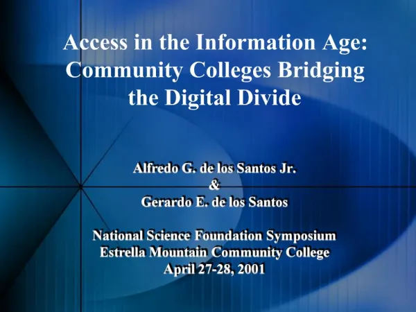 Alfredo G. de los Santos Jr. Gerardo E. de los Santos National Science Foundation Symposium Estrella Mou