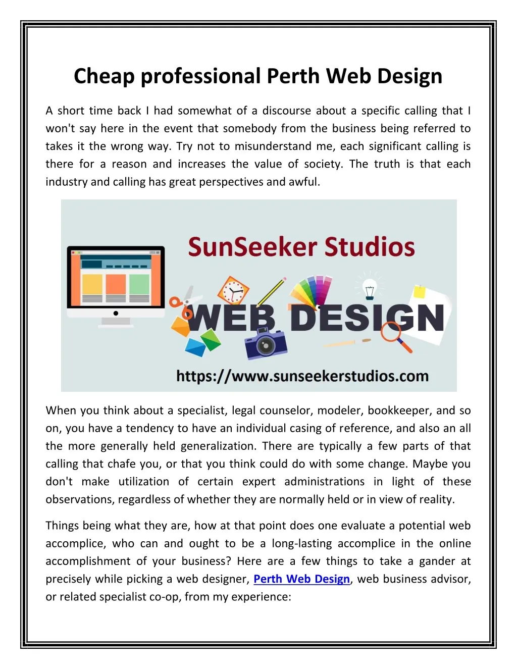 cheap professional perth web design
