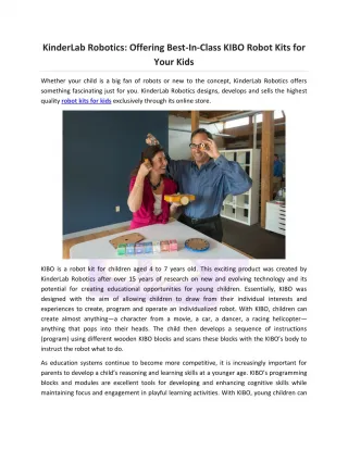 KinderLab Robotics: Offering Best-In-Class KIBO Robot Kits for Your Kids - slide 1