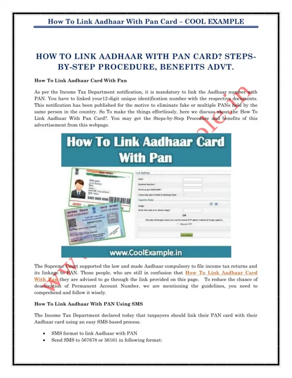 How To Link Aadhaar Card With Pan