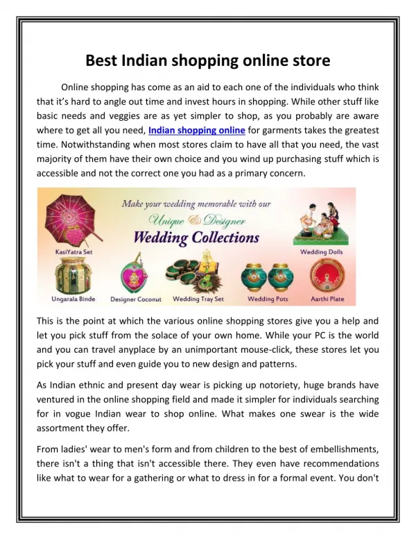 Best Indian shopping online store