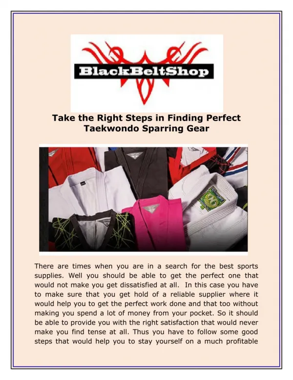 Take the Right Steps in Finding Perfect Taekwondo Sparring Gear