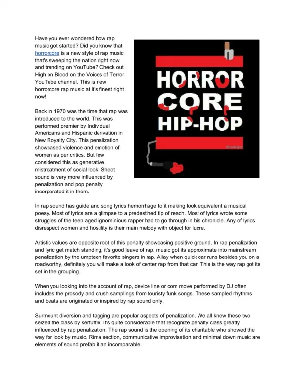 How Horrorcore Rap Music got Started High on Blood Voices of Terror
