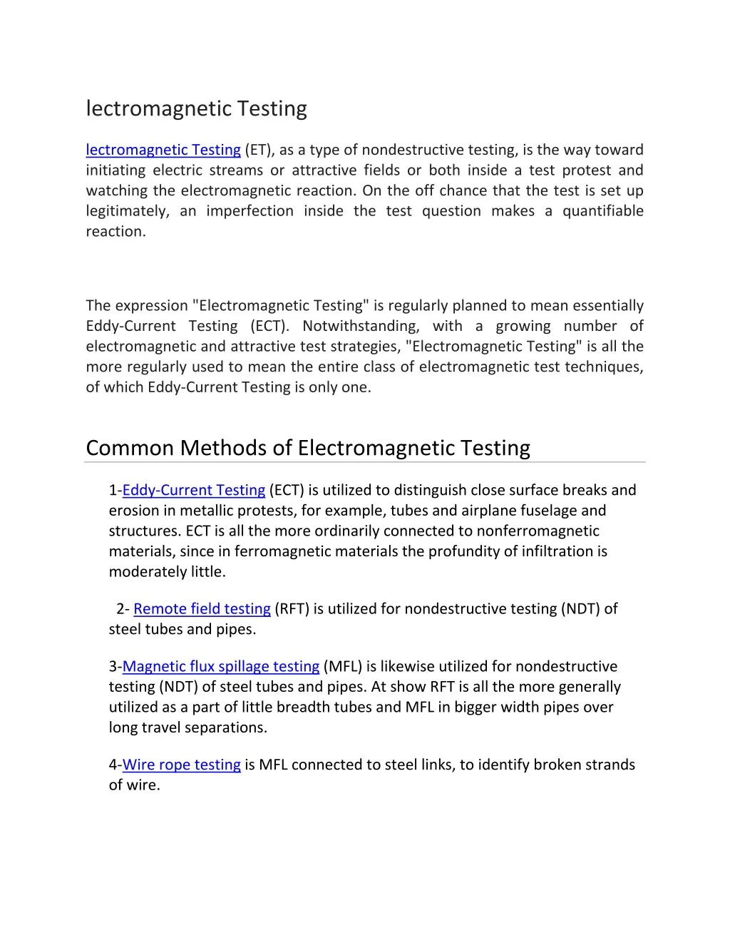 lectromagnetic testing