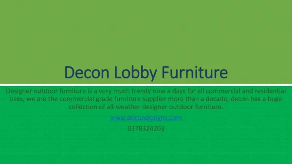 Decon Lobby Furniture