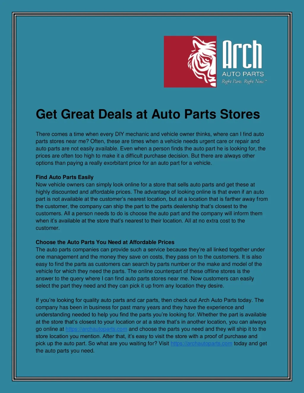 get great deals at auto parts stores there comes