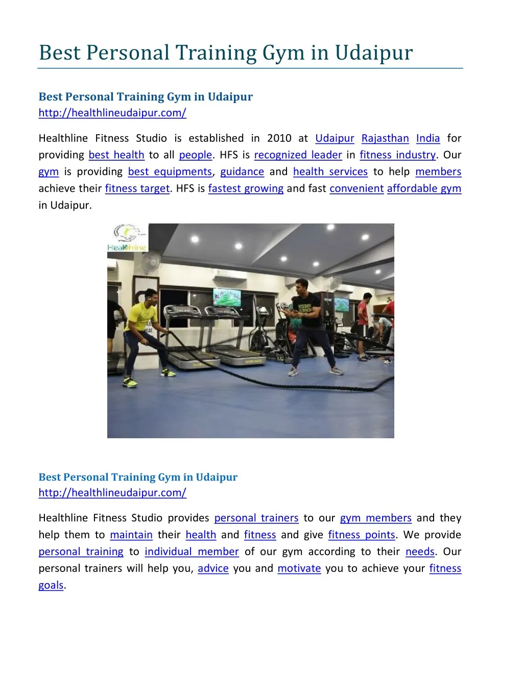 best personal training gym in udaipur