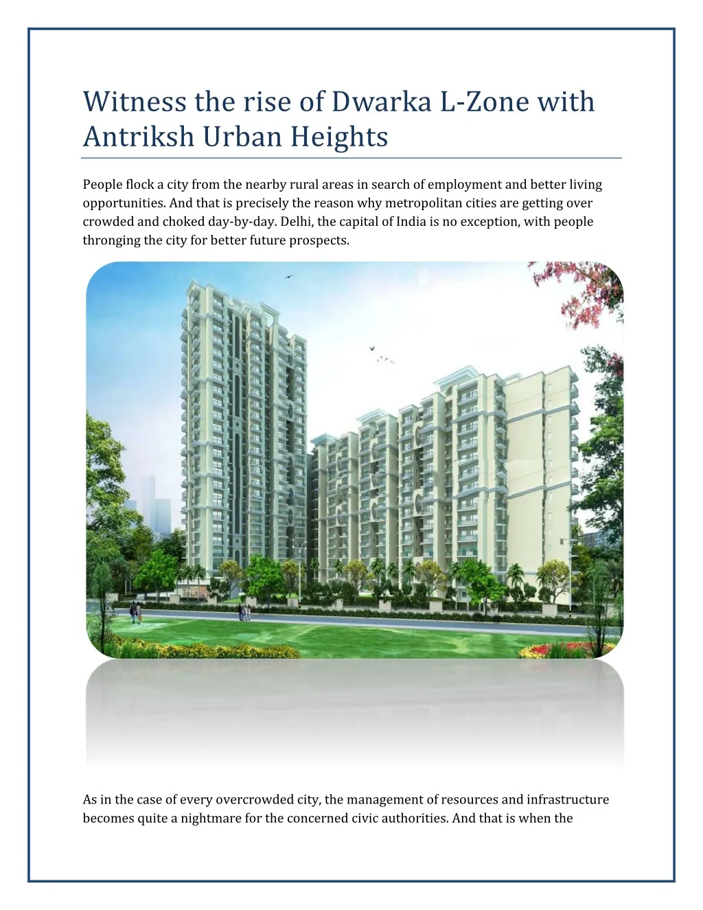 witness the rise of dwarka l zone with antriksh