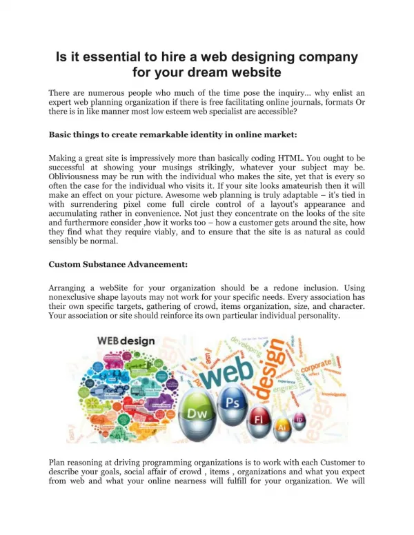 Is it essential to hire a web designing company for your dream website