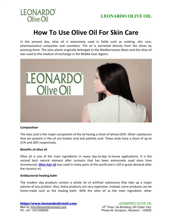How To Use Olive Oil For Skin Care