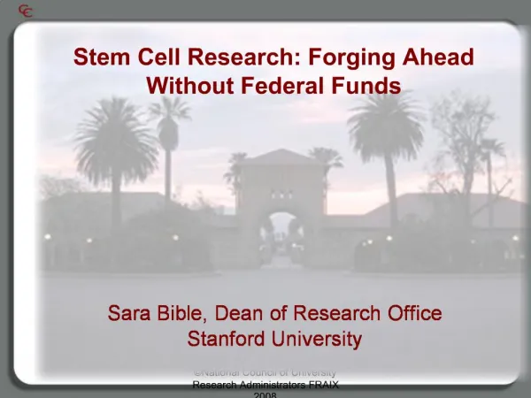 Sara Bible, Dean of Research Office Stanford University