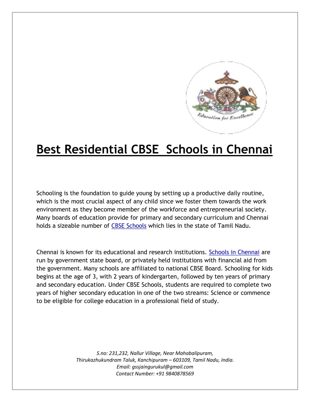 best residential cbse schools in chennai