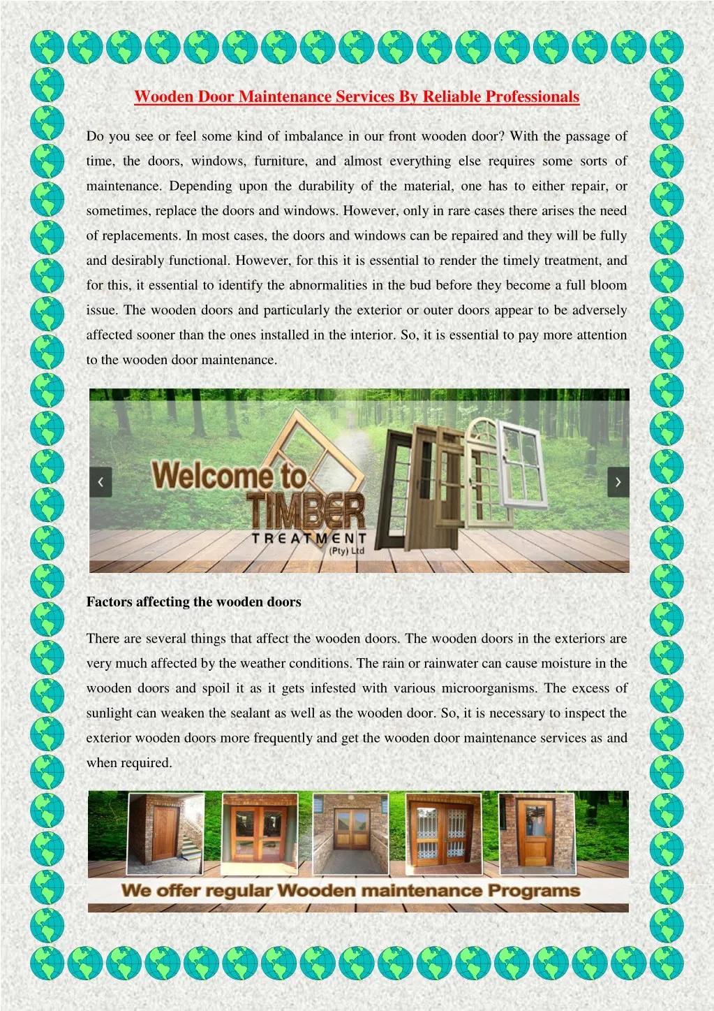 wooden door maintenance services by reliable
