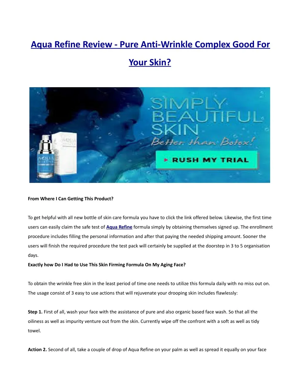 aqua refine review pure anti wrinkle complex good