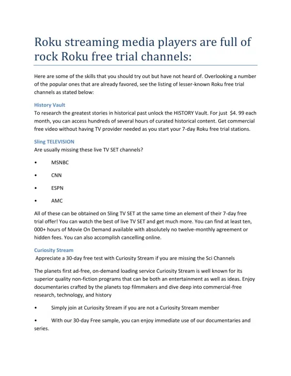 Watch Roku free trial channels
