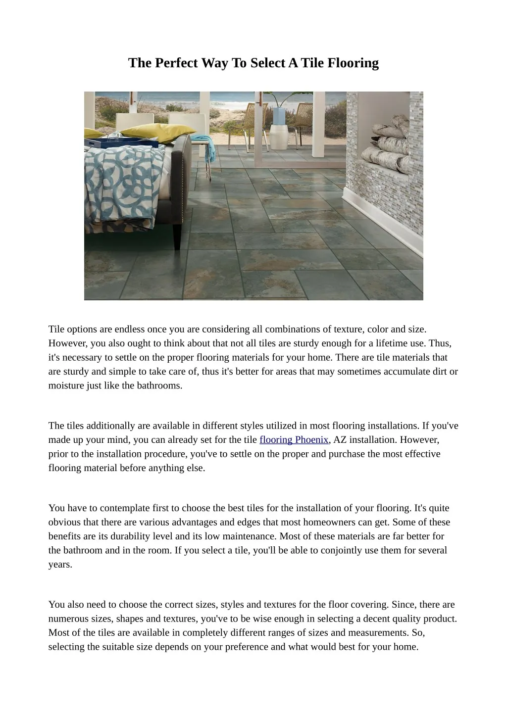 the perfect way to select a tile flooring