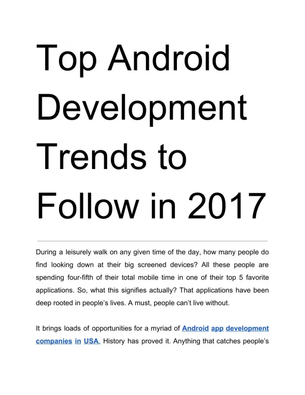 Top​ ​Android Development Trends​ ​to Follow​ ​in​ ​2017