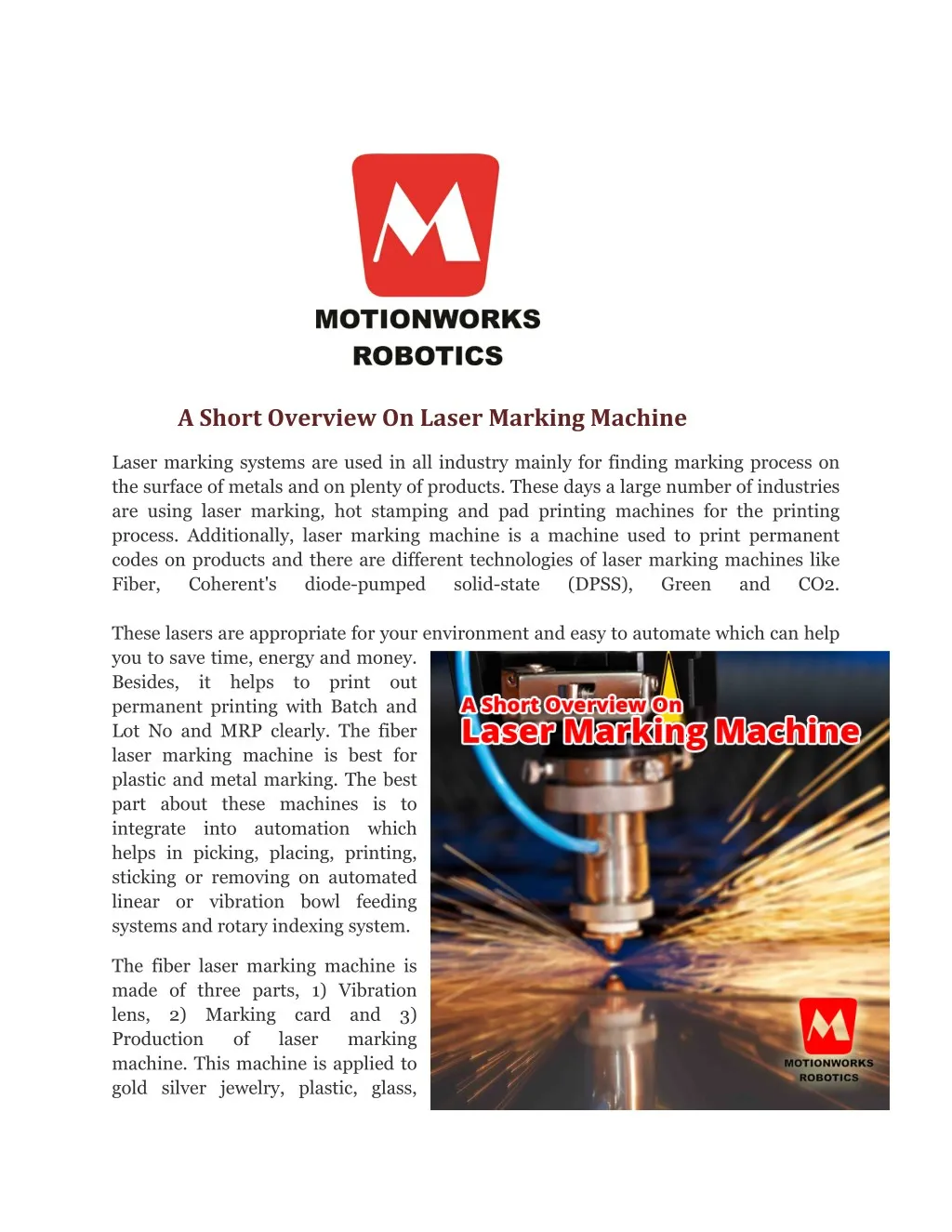 a short overview on laser marking machine