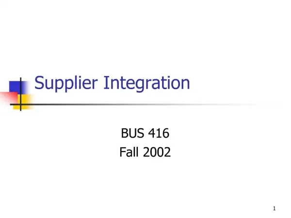 Supplier Integration