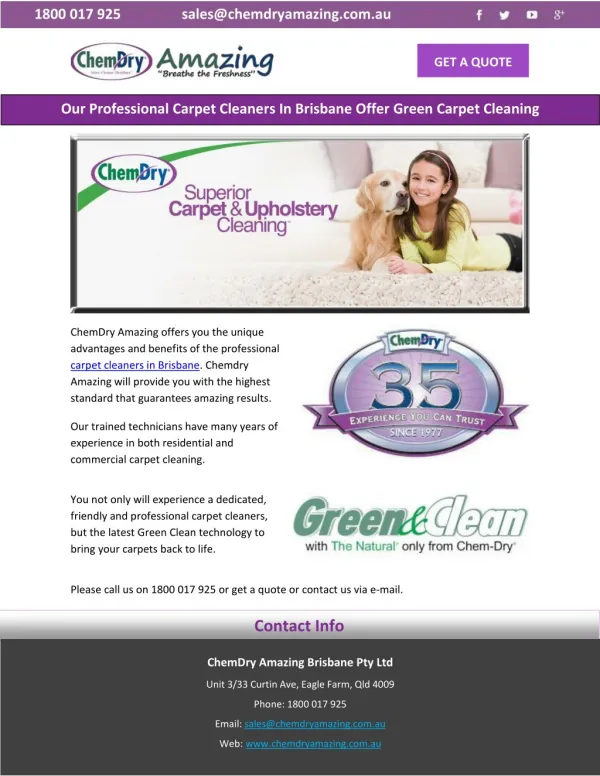 Our Professional Carpet Cleaners In Brisbane Offer Green Carpet Cleaning