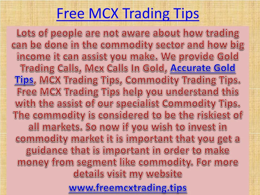 free mcx trading tips