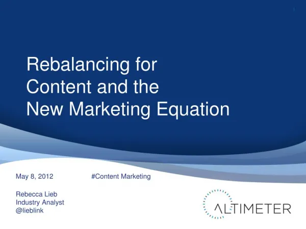 Rebalance for Content, The New Marketing Equation