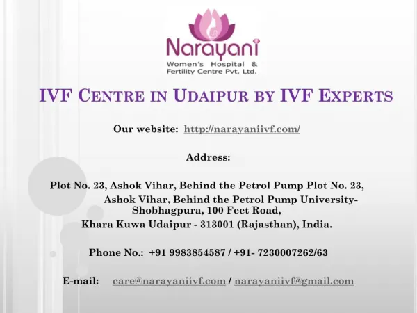 IVF Centre in Udaipur by IVF Experts